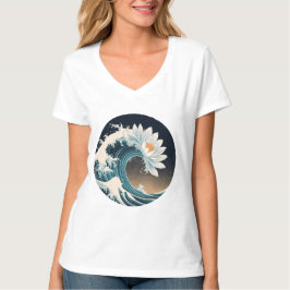 White Lotus & Ocean Wave - Eleganz in Motion T-Shirt