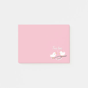 White Lovebirds Wahre Liebe Rosa Hochzeit Post-it Klebezettel