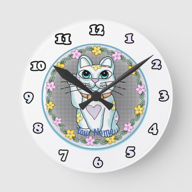 White Lucky Cat Uhr (Vorderseite)