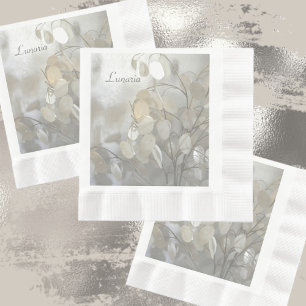 White Lunaria Silver Dollar Elegant Serviette