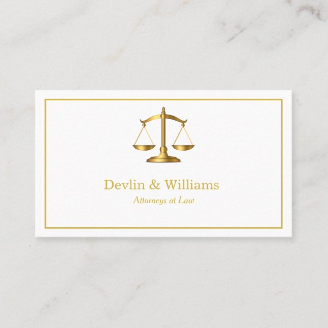 White Luxe Gold Scales Rechtsanwalt Visitenkarte (Vorderseite)