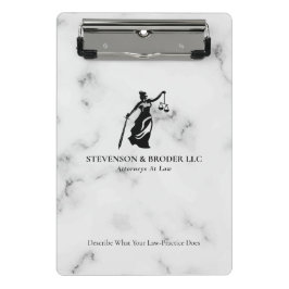 White Luxury Marmortextur Lady Justice Logo Mini Klemmbrett