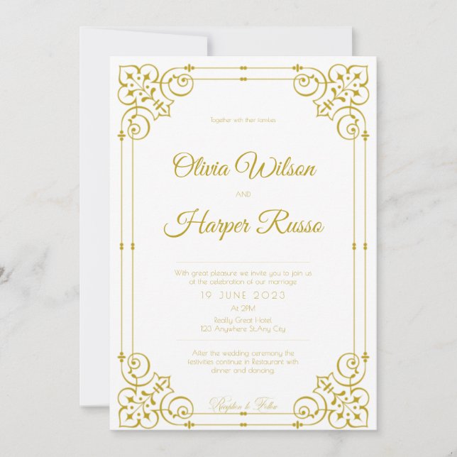 white luxury wedding invitation (Devant)