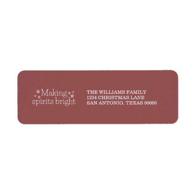 White Maaking Spirits Bright Holiday Address Label (Vorne)