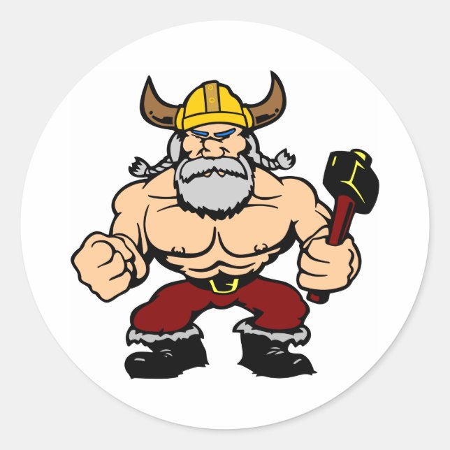 White Mad Viking Runder Aufkleber (Vorderseite)