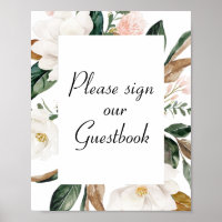White Magnolia Blues Hochzeitsguestbook-Zeichen
