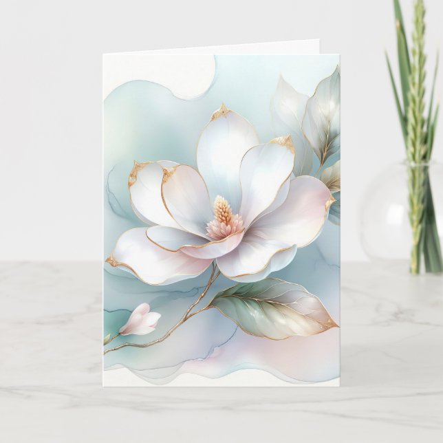 White Magnolia Blume Beileid Karte (Vorderseite)