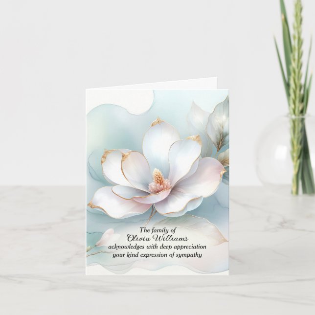 White Magnolia Blume Beileid Vielen Dank Dankeskarte (Vorderseite)