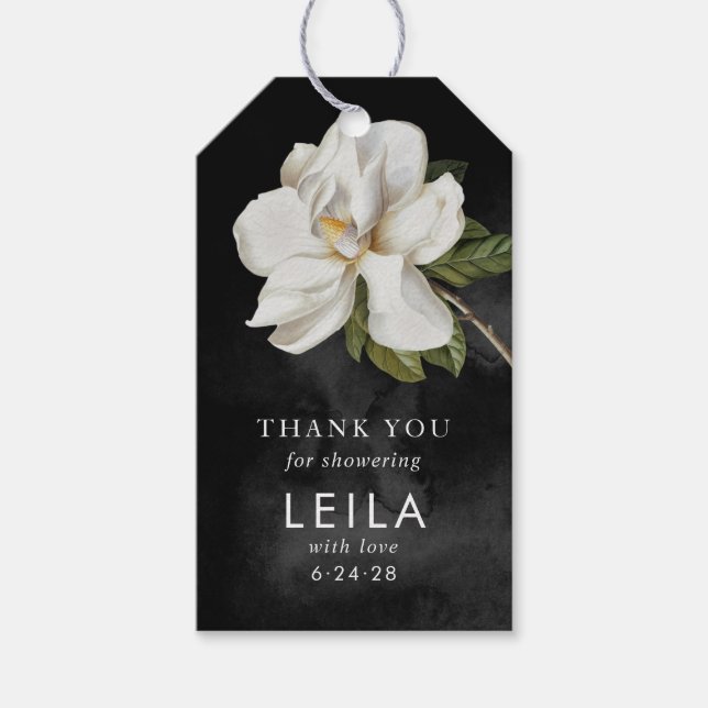 White Magnolia Brautparty Gefältmarken Geschenkanhänger (Vorderseite)