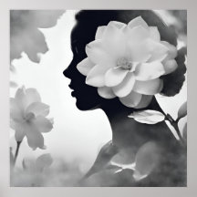 White Magnolia Dreamy Girl Modern Black & White