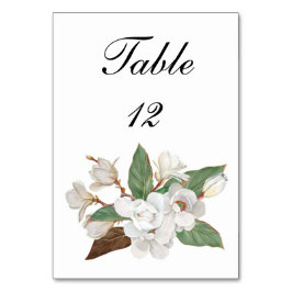 White Magnolia Floral Elegante Hochzeitsfeier Tisc Tischnummer