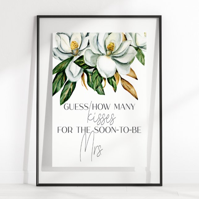 White Magnolia Floral Guess Wie viele Kisses Spiel Poster (Von Creator hochgeladen)