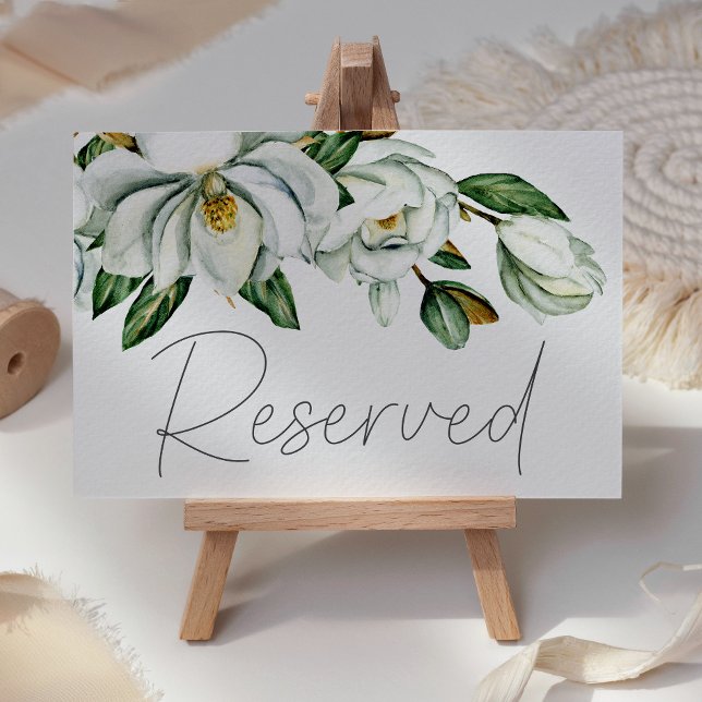 White Magnolia Floral Rustic Wedding Platzkarte (Von Creator hochgeladen)