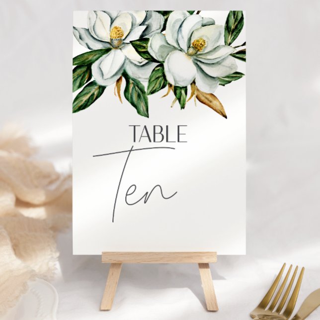 White Magnolia Floral Rustic Wedding Tischnummer (Von Creator hochgeladen)
