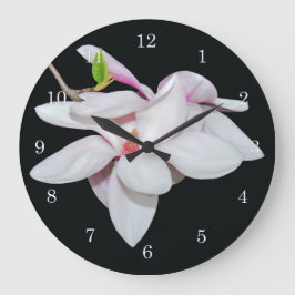 White Magnolia Große Wanduhr