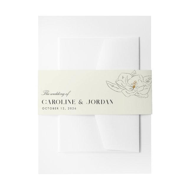 White Magnolia Illustration Moderne Minimale Hochz Einladungsbanderole (Vorderseite Beispiel)