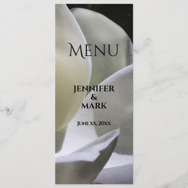 White Magnolia - Menü-Karte für Hochzeiten - Flach Menükarte (Vorderseite)