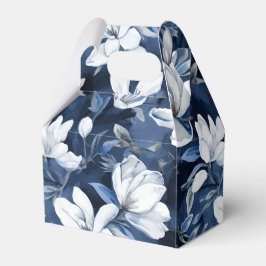 White Magnolia Muster auf Mitternachtschiffon Geschenkschachtel