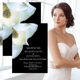 White Magnolia Schwarz-weiße Hochzeit der Blumen Einladung