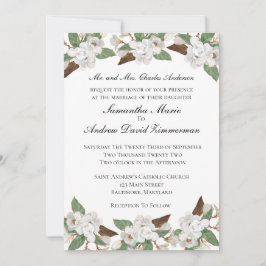 White Magnolias Classic Formal Elegante Wedding In Einladung
