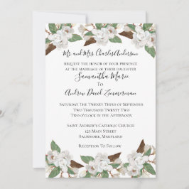 White Magnolias Classic Hochzeit Einladung