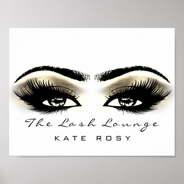 White Makeup Beauty Studio Lashes Salon Gold Poster (Vorne)