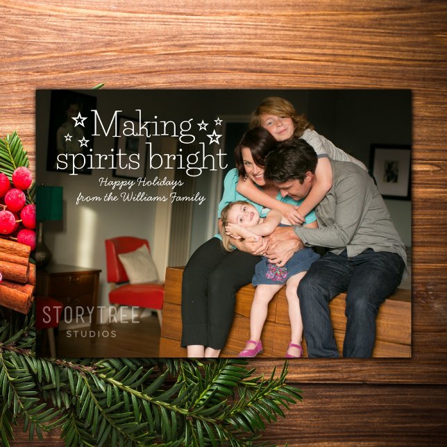 White Making Spirits Bright Holiday Carte photo (White Making Spirits Bright Holiday Photo Card)