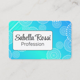 White Mandala auf Aqua Blue Blended Rainbow White Visitenkarte
