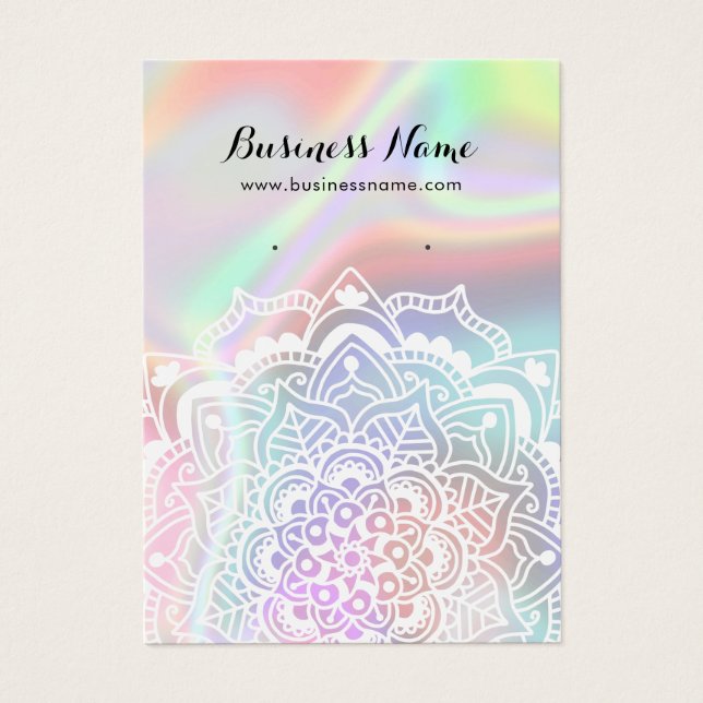 White Mandala auf Holographic Display Earring Card (Vorderseite)