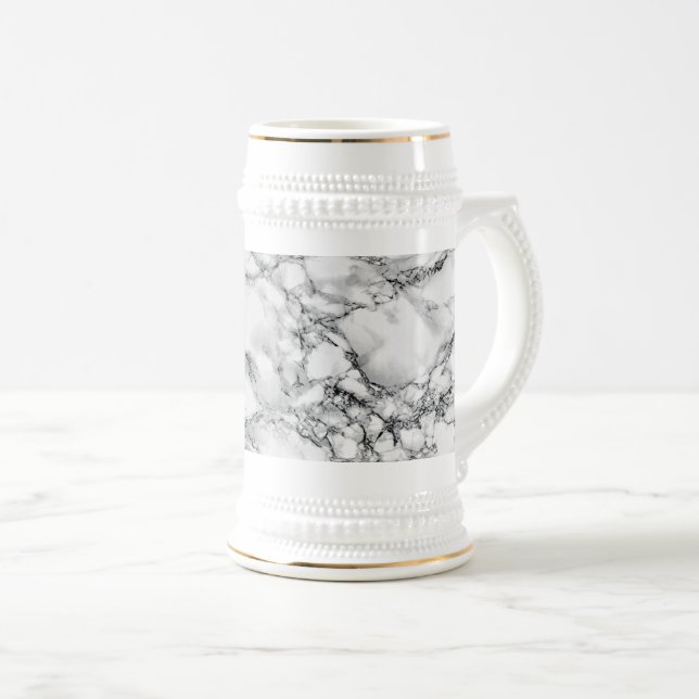 White Marble Beer Stein Bierglas (VorderseiteRechts)