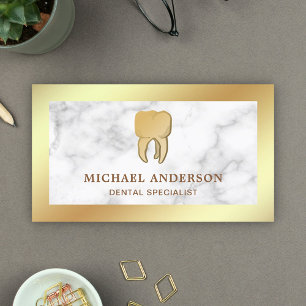 White Marble Gold Foil Dental Clinic Zahnarzt Visitenkarte
