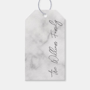 White Marble Modernes Script Personalisiert Name Geschenkanhänger