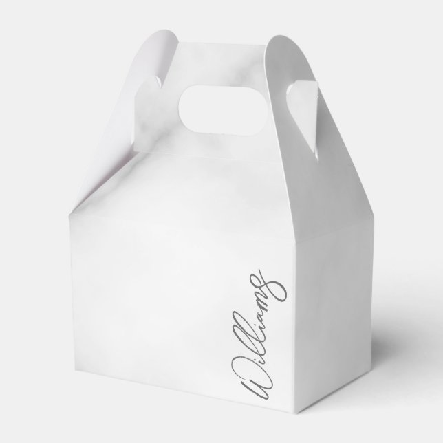 White Marble Modernes Script Personalisiert Name Geschenkschachtel (Vorderseite)
