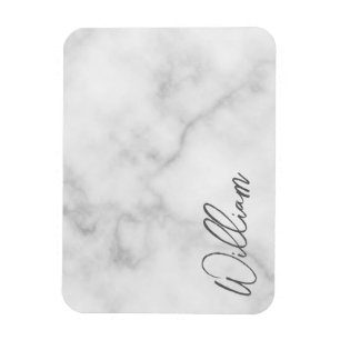 White Marble Modernes Script Personalisiert Name Magnet