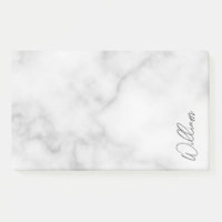 White Marble Modernes Script Personalisiert Name