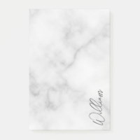 White Marble Modernes Script Personalisiert Name