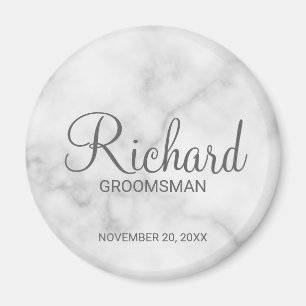 White Marble Modernes Script Personalisierter Trau Magnet