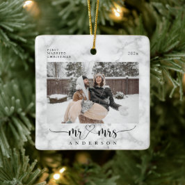 White Marble Mr. and Mrs. First Verheiratet Christ Keramikornament