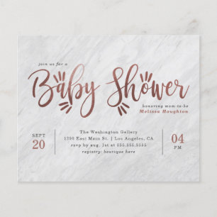 White Marble & Rose Gold Script Baby Dusche
