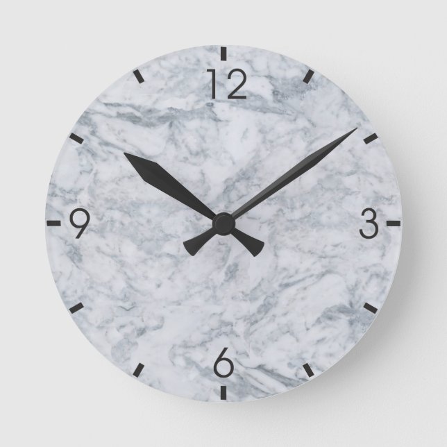 White Marble Texture Clock Runde Wanduhr (Vorderseite)