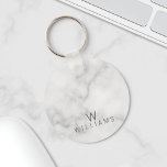 White Marble with Personalized Monogram and Name Schlüsselanhänger<br><div class="desc">White Marble with Personalized Monogram and Name Gift
featuring monogram and name in grey modern sans serif font style on white marble background.

Perfect as bridesmaids and groomsmen gift,  holiday gift,  family reunion gift and gift for any special occasions.</div>