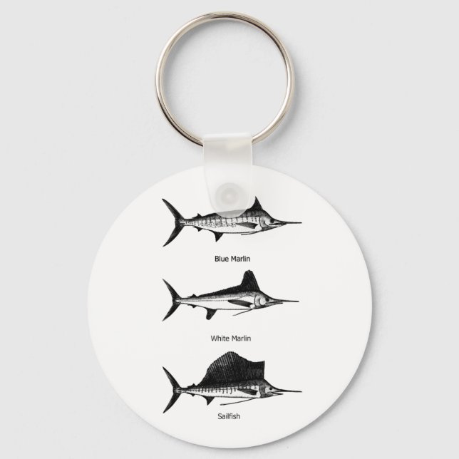 White Marlin - Blue Marlin - Sailfish-Logo Schlüsselanhänger (Vorderseite)