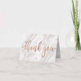 White Marmor & Rose Gold Moderne Hochzeit Vielen D Dankeskarte