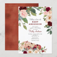 White Marsala Pumpkin Baby Dusche Einladung