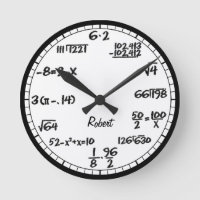White Math Equations Custom Large Clock