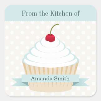 White Mattiert Cupcake Kitchen Labels Quadratischer Aufkleber