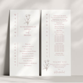 White & Mauve Mariage programme de cérémonie