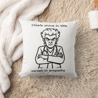 White Medical Cartoon  grumpy chief illustration Kissen