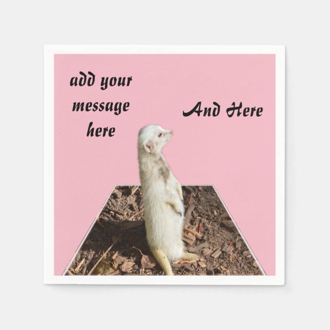White Meerkat Dimensional Art Template, Serviette (Vorderseite)