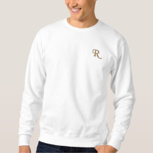 White Mens Custom Sticked Monogram Sweatshirt